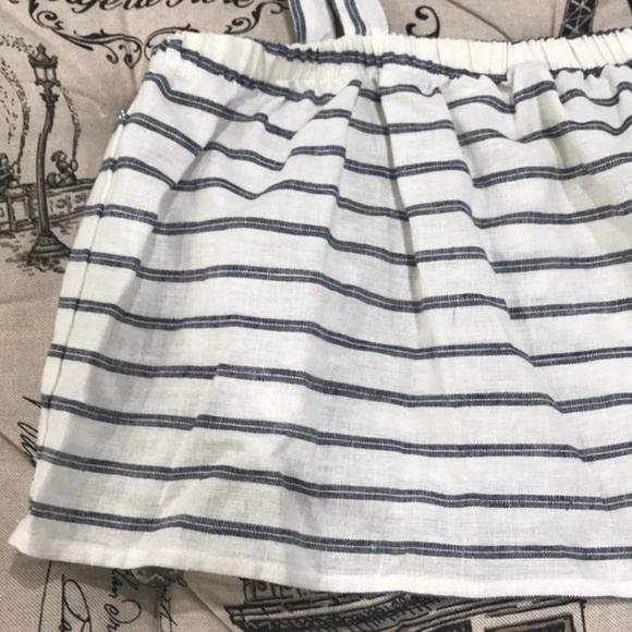 Ten Sixty Sherman Linen Stripe Tank Crop Top - Picture 3 of 5